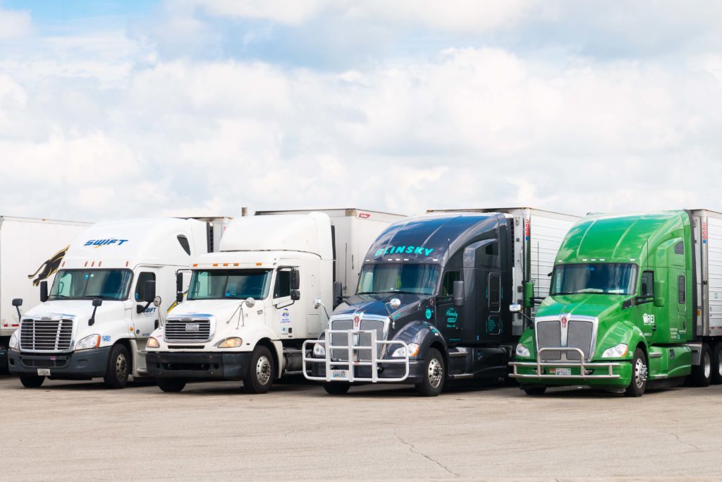 trucks in parking lot